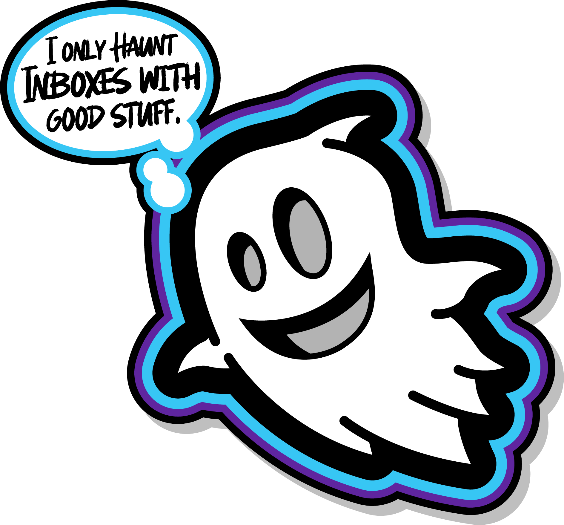 sticker phantom ghost with dialogue bubble