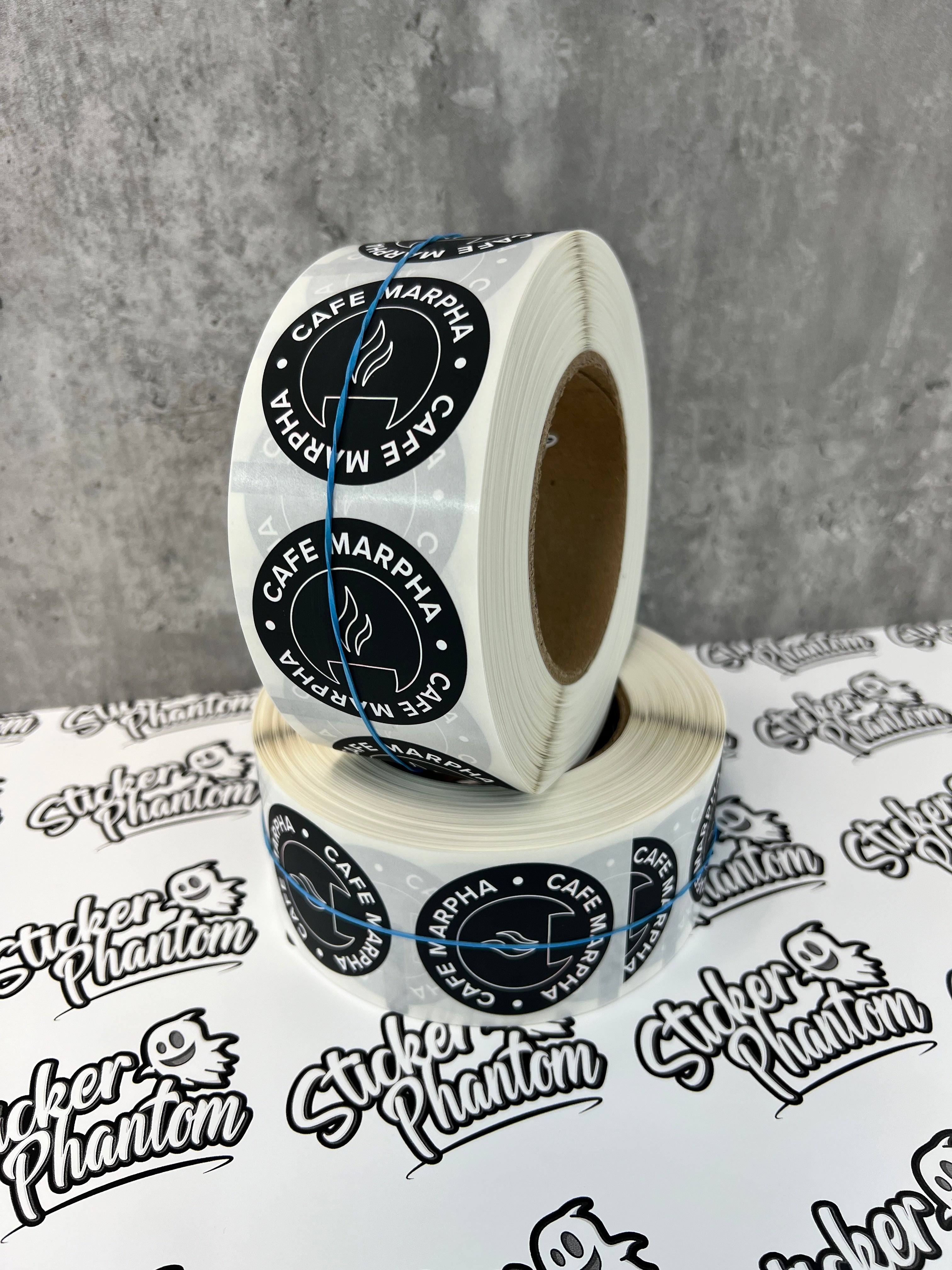 custom roll labels for local cafe