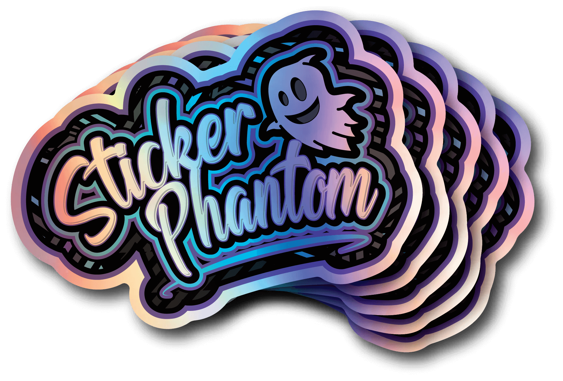 sticker phantom holographic die cut sticker