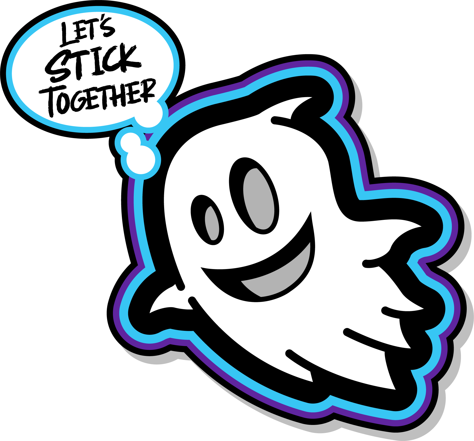sticker phantom ghost with thought bubble